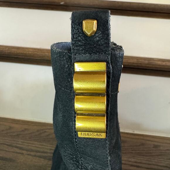 Rudsack Women's Leather Suede Combat Ankle Boots Black and Olive Size 10 - Picture 7 of 9